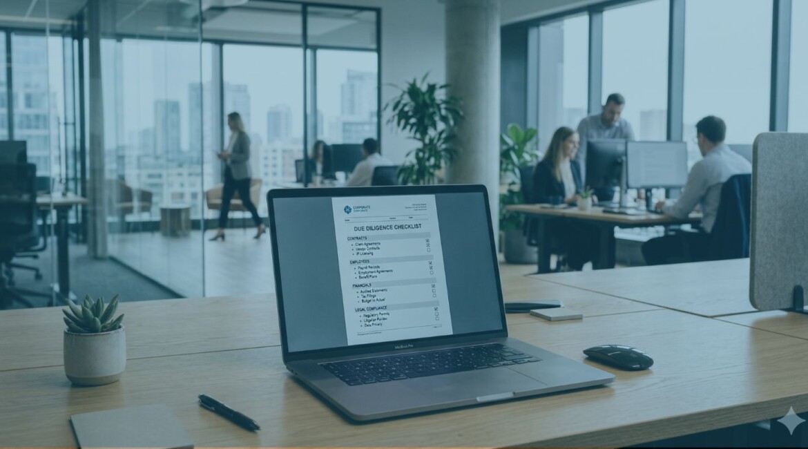 A due diligence checklist for buying a business in the UK includes reviewing ownership, contracts, employees, property, regulatory compliance, litigation, financial liabilities and intellectual property to identify risks before completion.