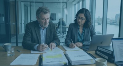Seller reviewing a warranty claim after selling a business Warranty claim notice after a business sale being reviewed with a solicitor Former business owner responding to a post-completion warranty claim