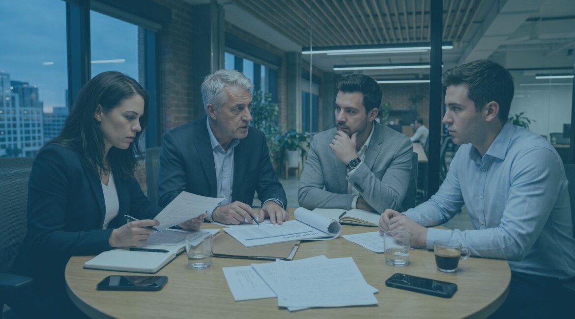 Start-up founders reviewing warning signs of a possible down round Founders and advisers modelling runway and dilution before a down round Start-up board reviewing cap table and investor terms before funding round